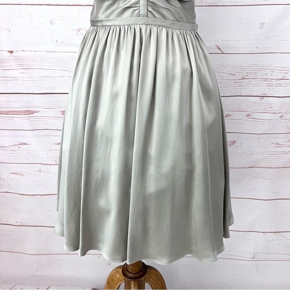 Banana Republic Taupe Brushed Silk Ruched Sleeveless Retro Flare Pocket Dress - Picture 6 of 15